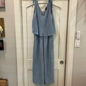 GiGio Illusion Jumpsuit Women Sz Large Blue Sleeveless Great Condition